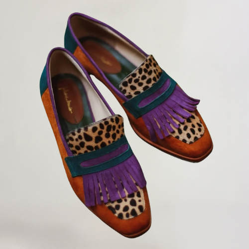 REMY | BRUINE LOAFERS MET FRANJES EN LUIPAARDMOTIEF