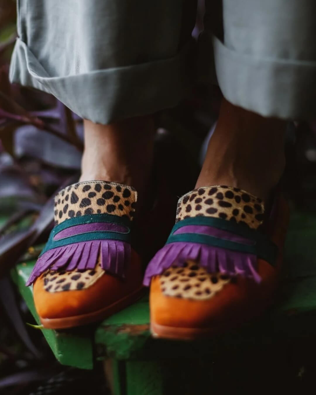 REMY | BRUINE LOAFERS MET FRANJES EN LUIPAARDMOTIEF