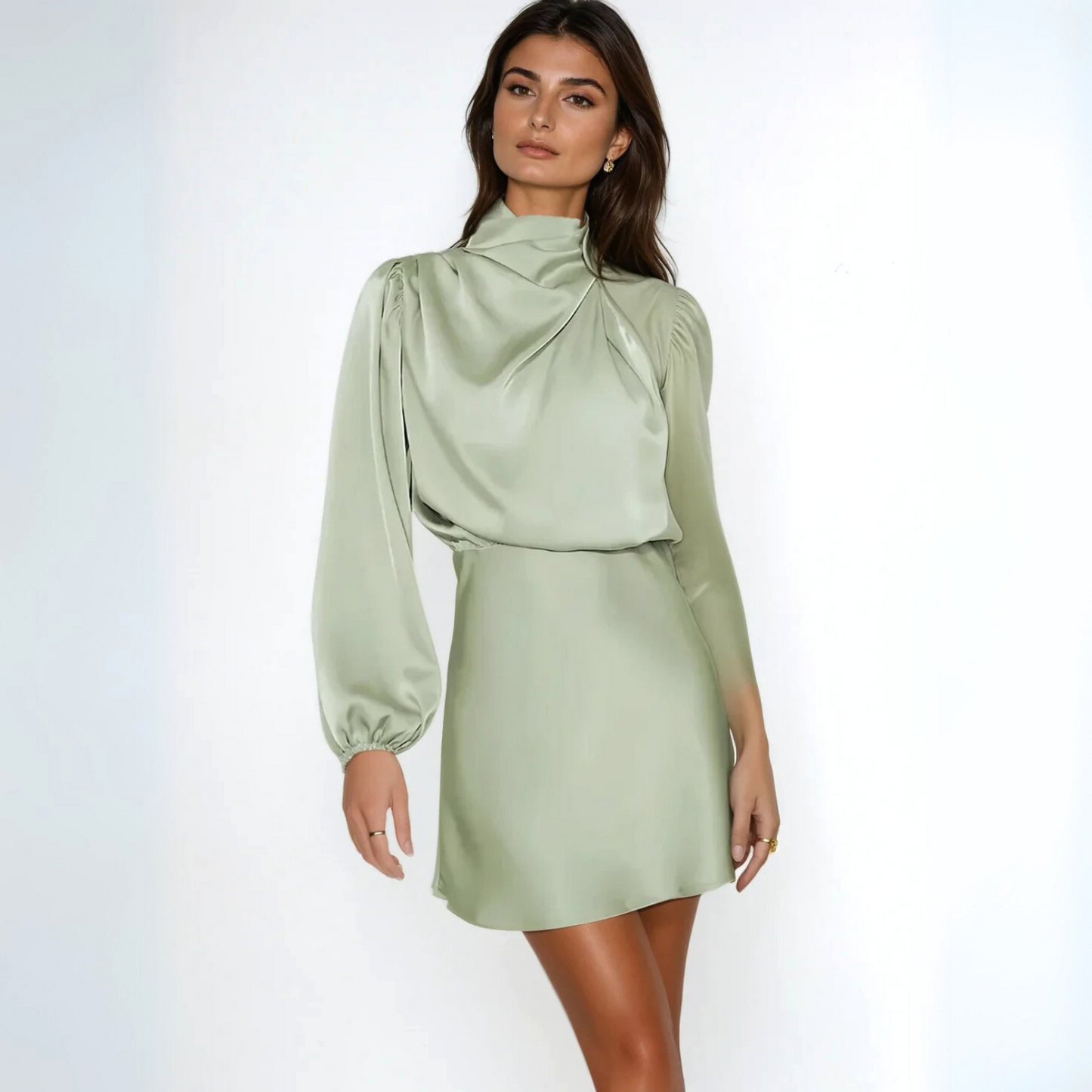 MEREL | ONE SHOULDER SATIJNEN JURK