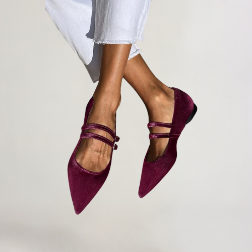 FLEUR | ELEGANTE FLATS IN FLUWEEL MET TWEE BANDJES