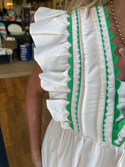 NOOR MAXI | JURK MET V-HALS EN RUCHES MOUWEN
