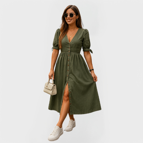 LIEKE | VLOTTE MIDI-JURK MET EEN KLASSIEKE UITSTRALING