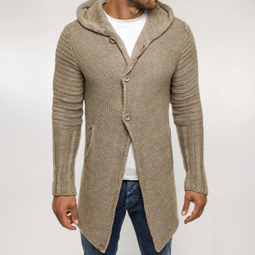 HEREN VEST | MET CAPUCHON EN HALFLANG GEBREID DESIGN